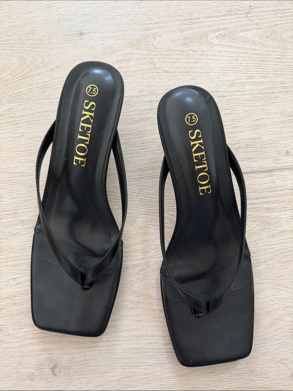 Black Square-Toe Women's Slide Sandals